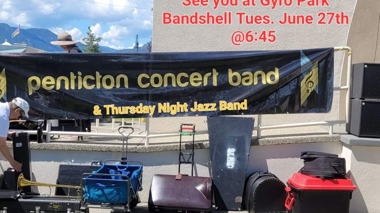 Penticton Concert Band followed by the Thurs Night Jazz Band play at Gyro Park