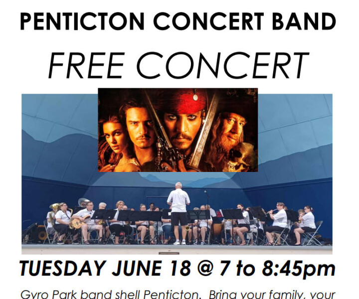 FREE Penticton Concert Band concert at Gyro Park Bandshell Tue. June 18 @7pm